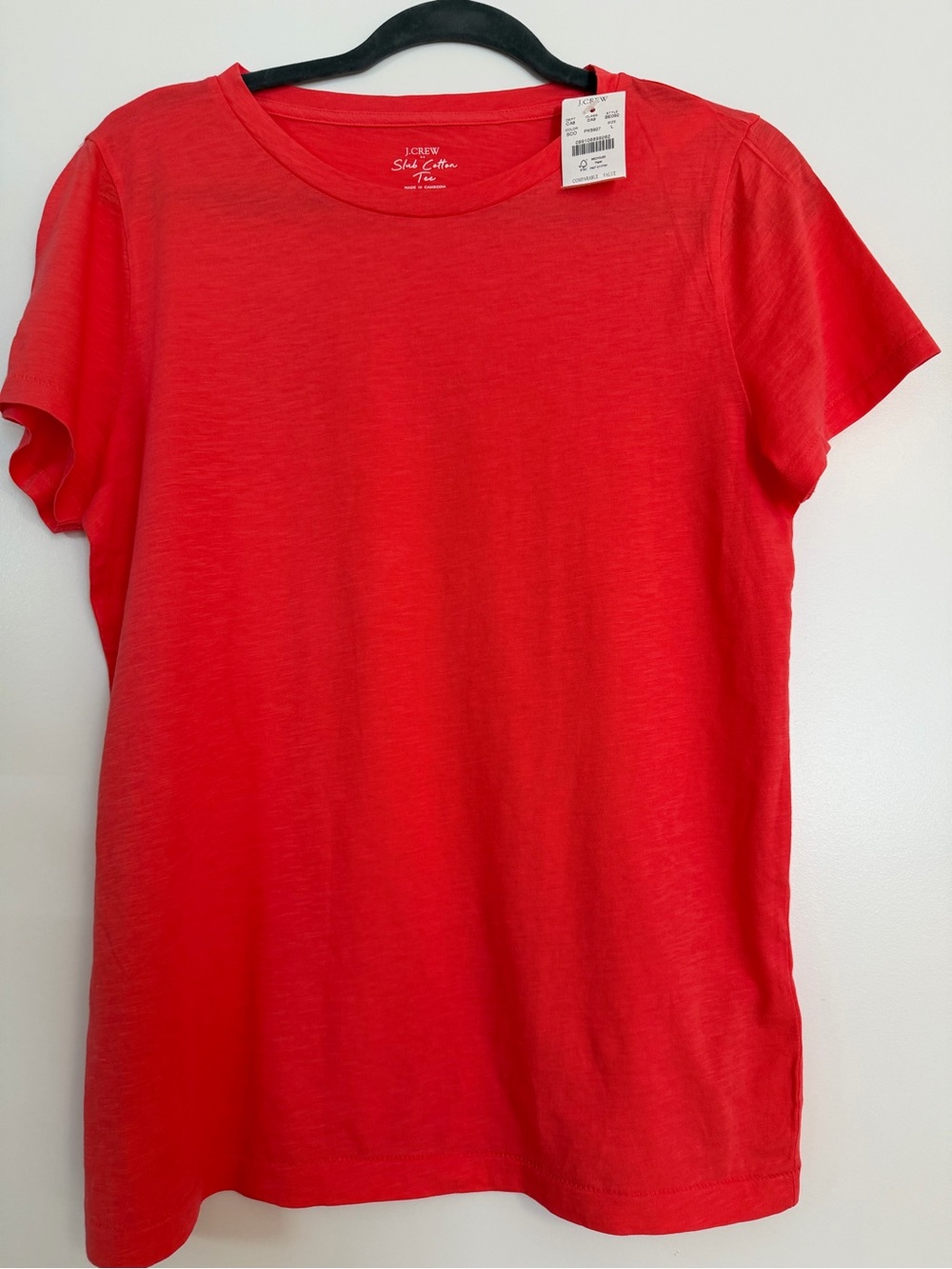 J. Crew Bright Red Short-Sleeve Cotton Crewneck Tee